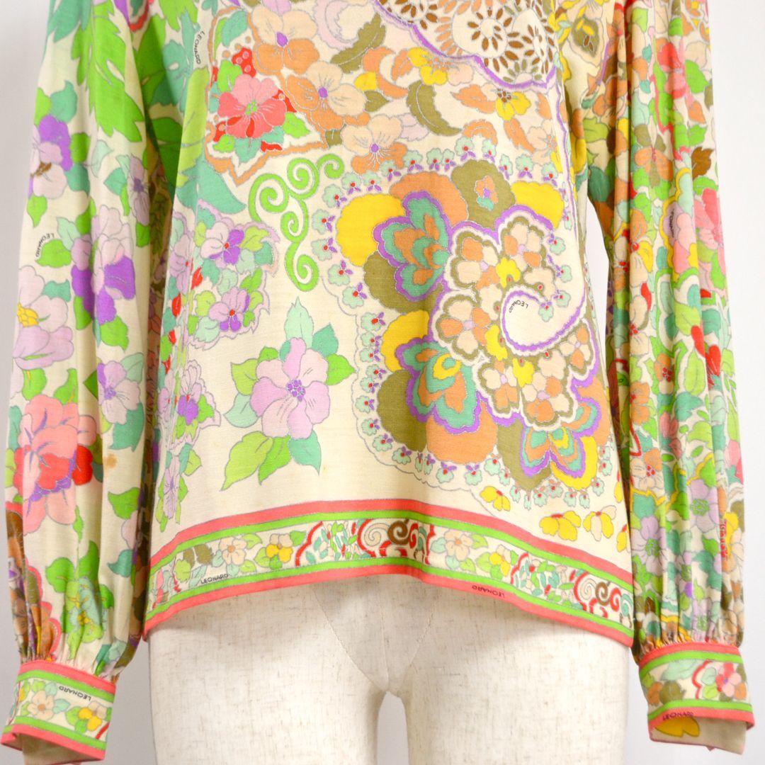 特価】LEONARDレオナール 日本製 80sヴィンテージ ウールシルク 花柄