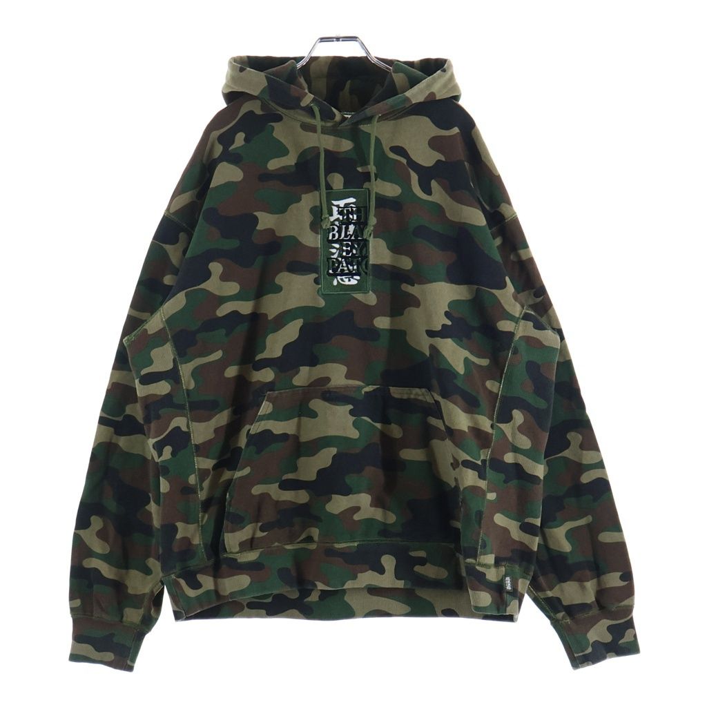THE BLACK EYE PATCH (ブラックアイパッチ) Camouflage HWC Label Hoodie カモフラージュ総柄 フロント取扱注意ロゴ 刺繍 プルオーバー パーカーフーディー マルチ