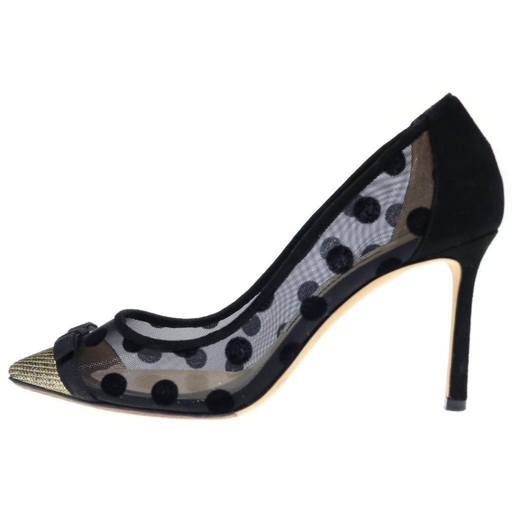 JIMMY CHOO (ジミーチュウ) ドロシー ポルカドット メッシュヒールパンプス グリッター ブラック #35 1/2