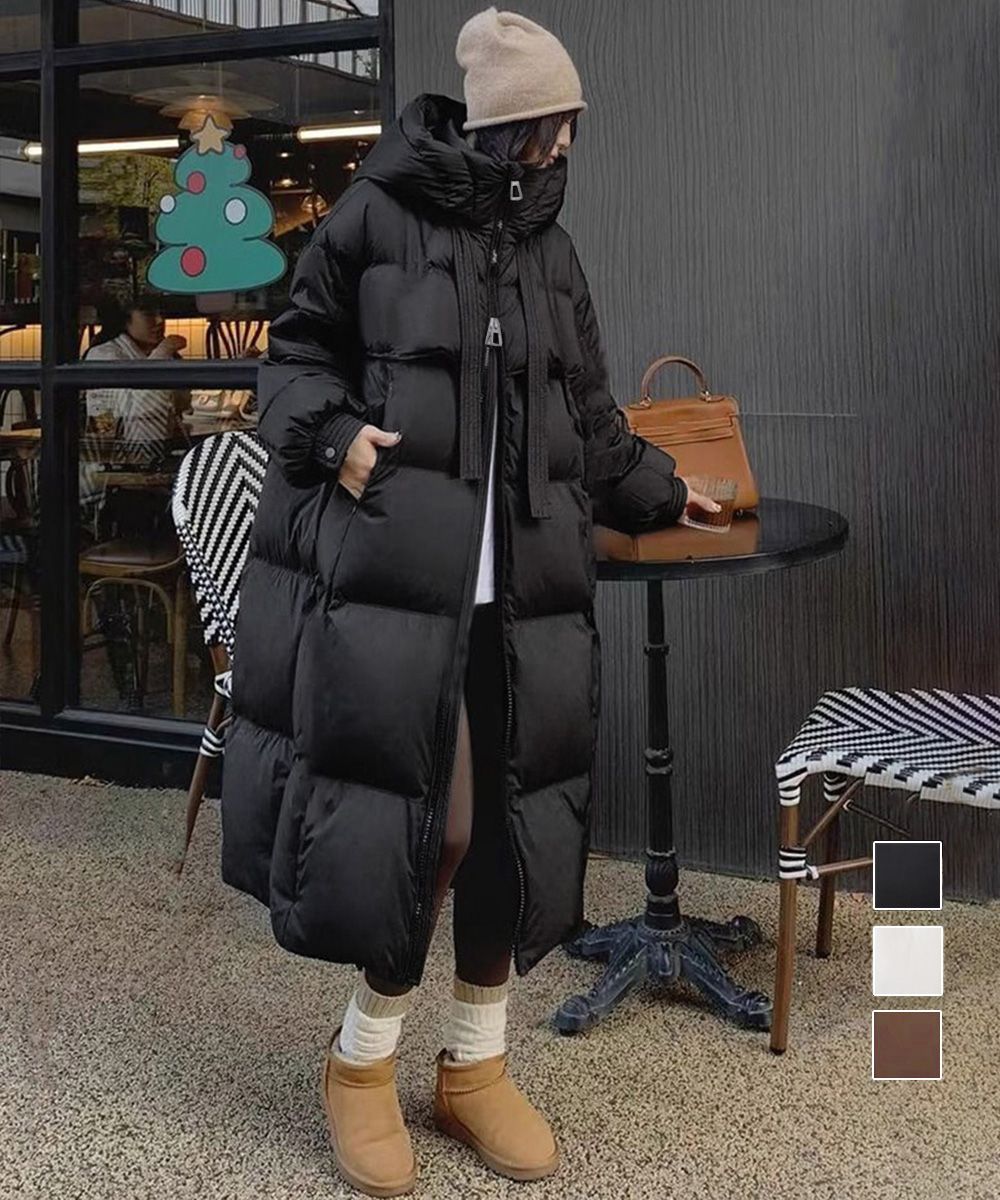 [即納] フード付きフェイクダウンコートレディース 暖かいキルティングコート おしゃれ中綿コート スタンドカラーロングコート カジュアル冬服 防風防寒アウター ベンチコート 1102