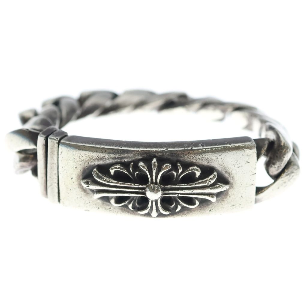 CHROME HEARTS (クロムハーツ) ID FLORAL CRS フローラルクロスIDクラシックリンク ブレスレット 13LINK シルバー BCA164