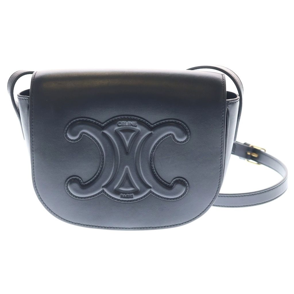 CELINE (セリーヌ) フォルコ キュイル トリオンフ カーフ ショルダーバッグ ブラック