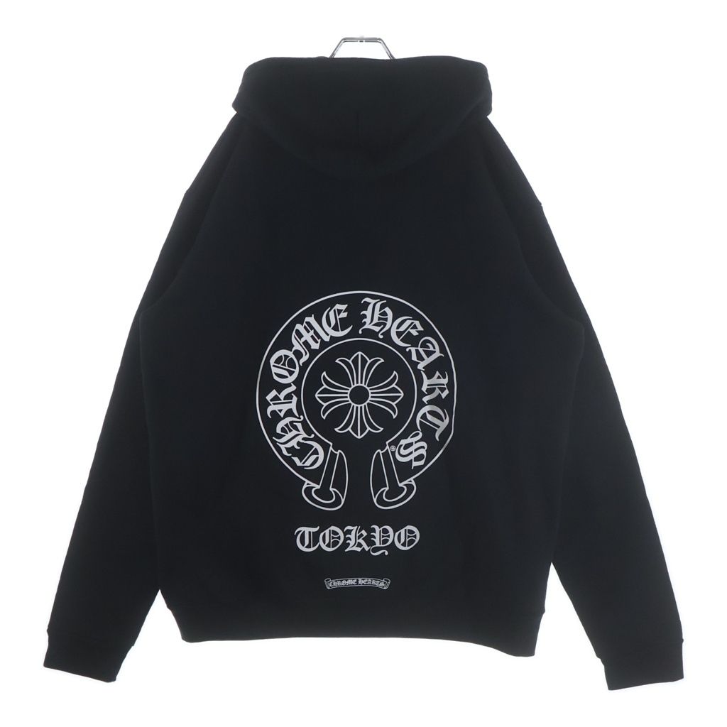 CHROME HEARTS (クロムハーツ) SWTSHRT HD ZIP LTD 東京限定バックホースシュープリントジップアップパーカー ブラック