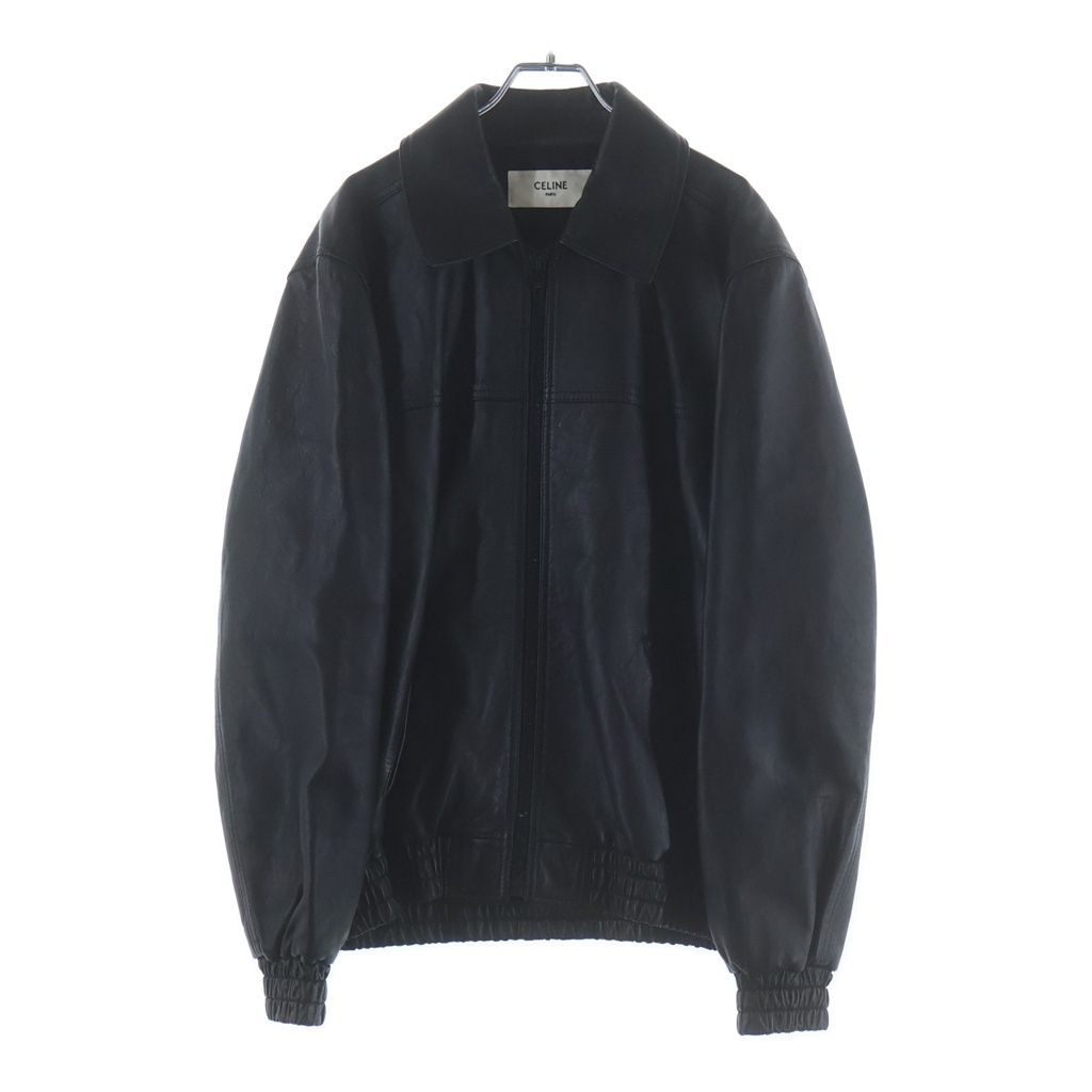 CELINE (セリーヌ) 22SS ラムスキン フリンジスタッズ ジップアップ レザージャケット ブラック 2EB53280D