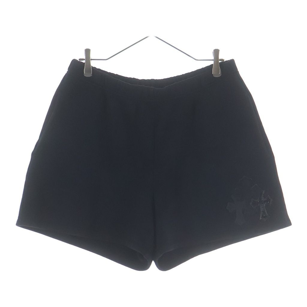 CHROME HEARTS (クロムハーツ) Y NOT SWEAT HALF PANTS ワイノット パテント ハラコレザークロスパッチ スウェット ハーフパンツ ショートパンツ ショーツ ブラック 173,250円