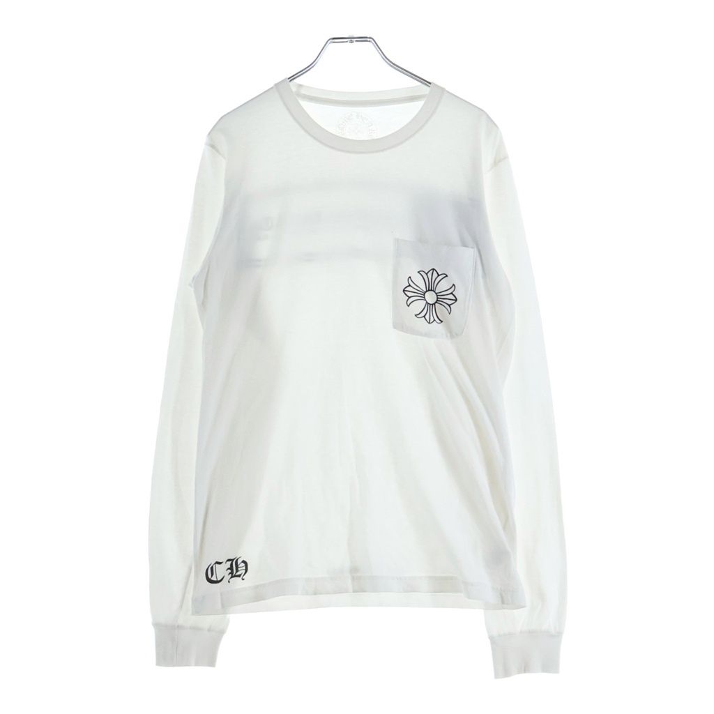 CHROME HEARTS (クロムハーツ) CHクロス TEE バックプリント 長袖Tシャツ カットソー ロングスリーブ ホワイト CHROME HEARTS (クロムハーツ) CHクロス TEE バックプリント 長袖Tシャツ カットソー ロングスリーブ ホワイト