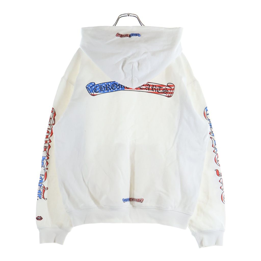 CHROME HEARTS (クロムハーツ) American Flag Back Scroll Logo Label Pullover Sweatshirt 星条旗 アメリカンフラッグ プルオーバーパーカー フーディー ホワイト 69,878円