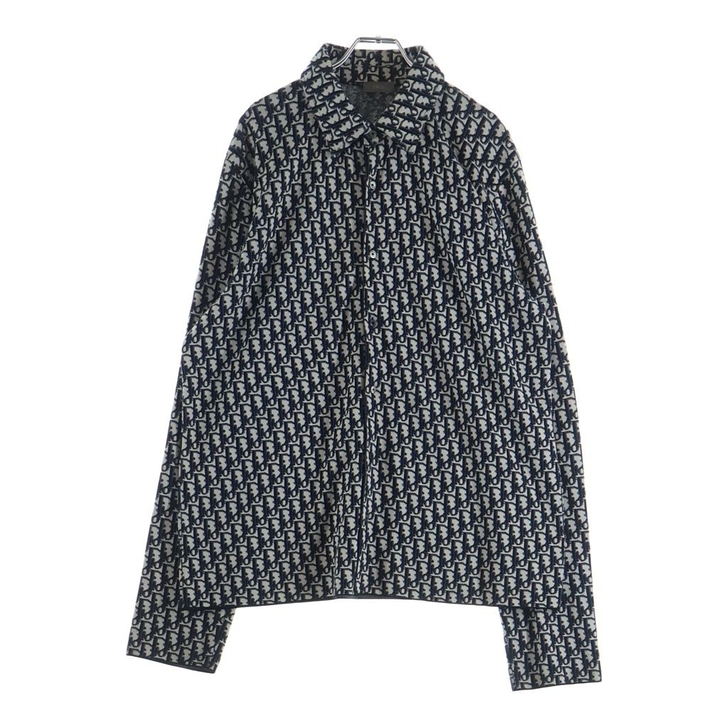 DIOR (ディオール) 20SS Oblique Overshirt 総柄オブリークロゴ 長袖コットンシャツ グレー/ネイビー 023M550AT099