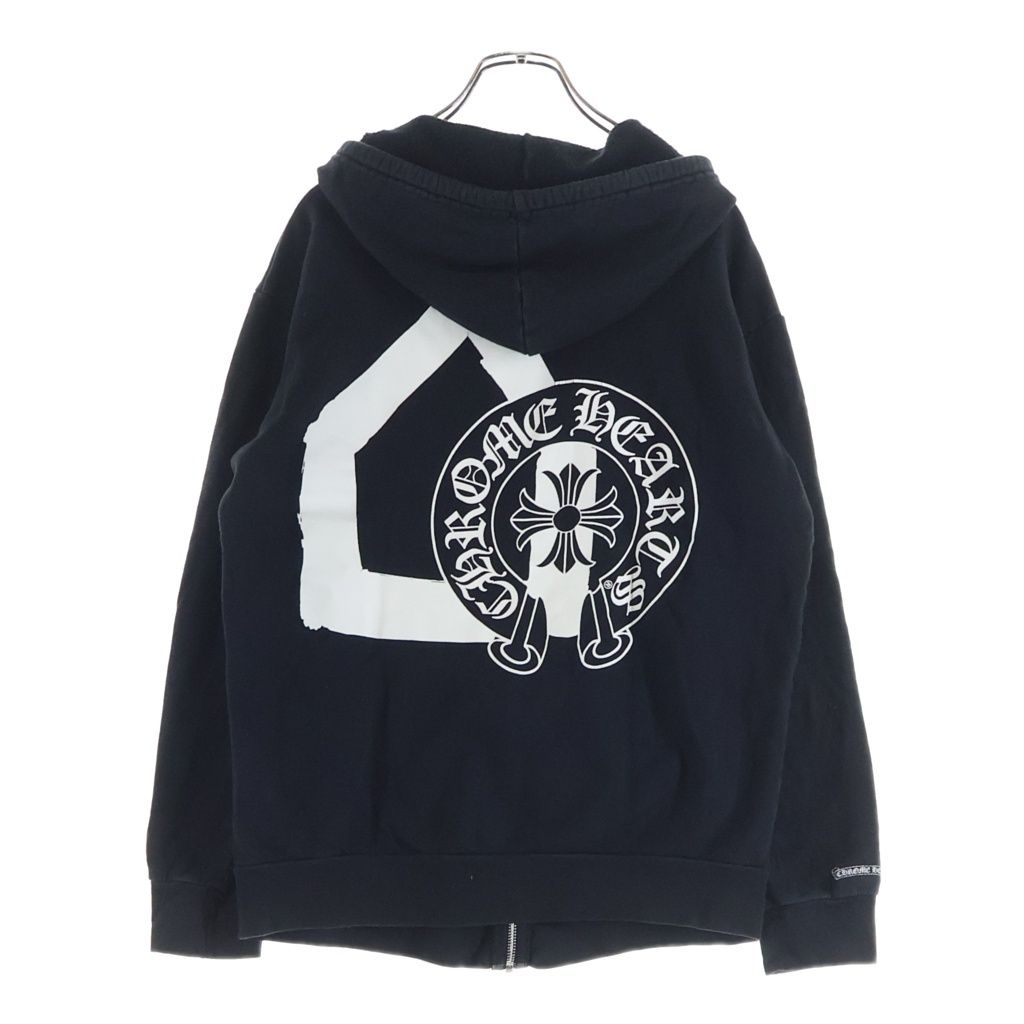 CHROME HEARTS (クロムハーツ) SWTSHRT HD ZIP LTD DSMG ドーバーストリートマーケット限定 ロゴプリントジップアップフーディーパーカー ブラック