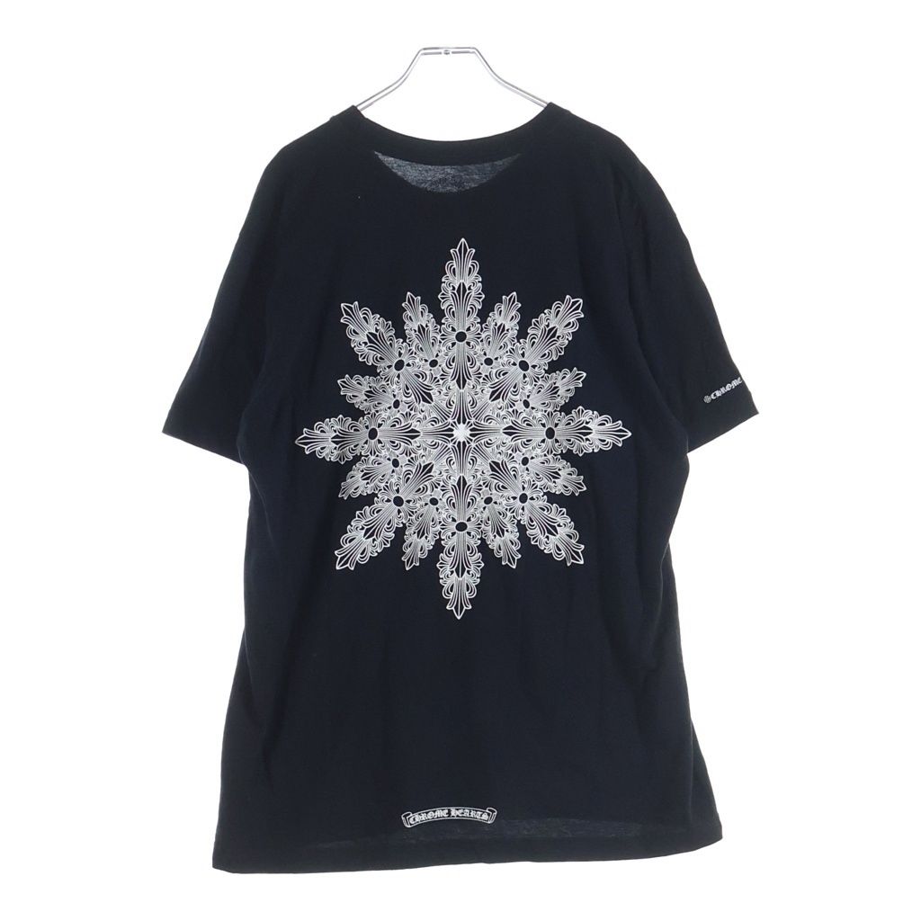 CHROME HEARTS (クロムハーツ) バックフローラルプリント クルーネック半袖Tシャツカットソー ブラック