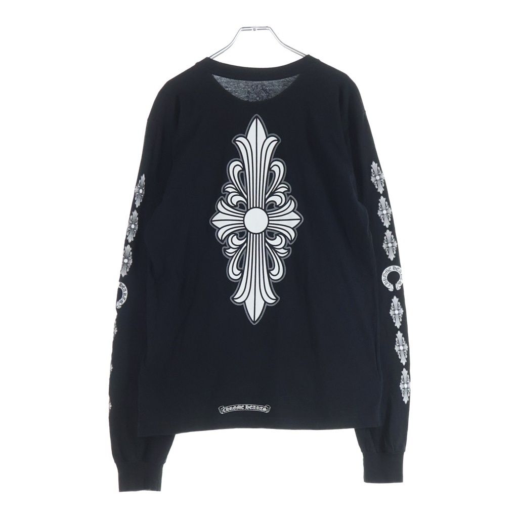 CHROME HEARTS (クロムハーツ) CH L/S バック フローラルクロスプリント 長袖Tシャツカットソー