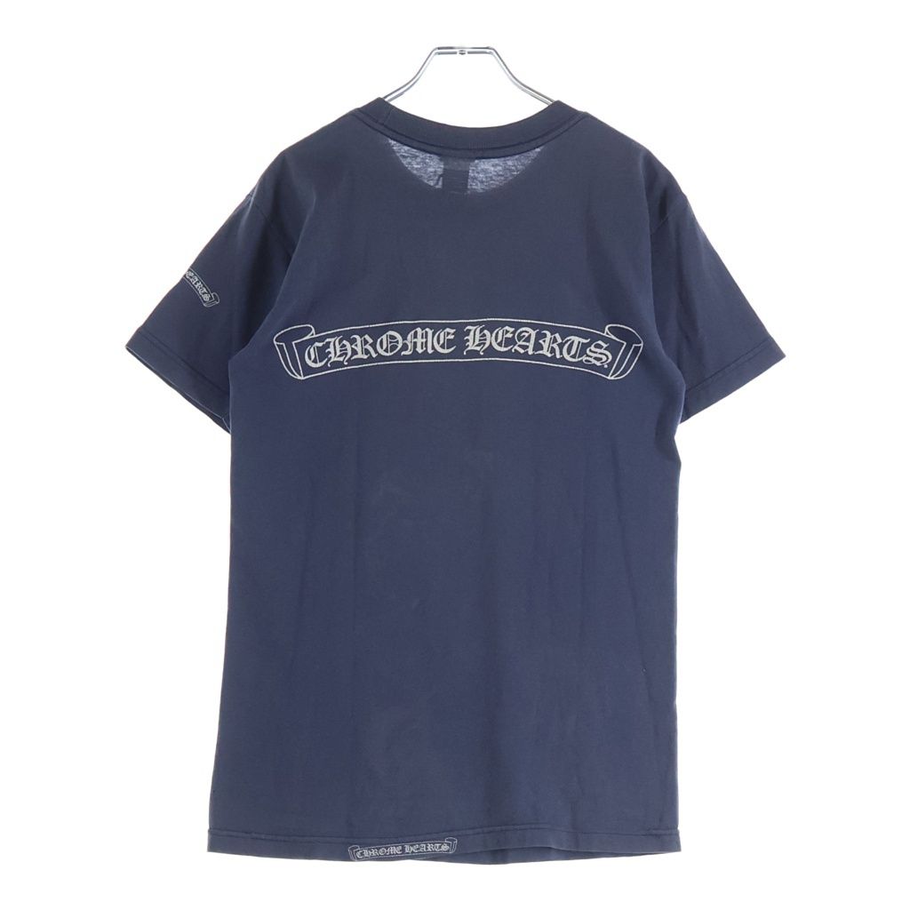 CHROME HEARTS (クロムハーツ) OLD Scroll Label オールド スクロールラベル 胸元ポケットプリントTシャツ カットソー ネイビー