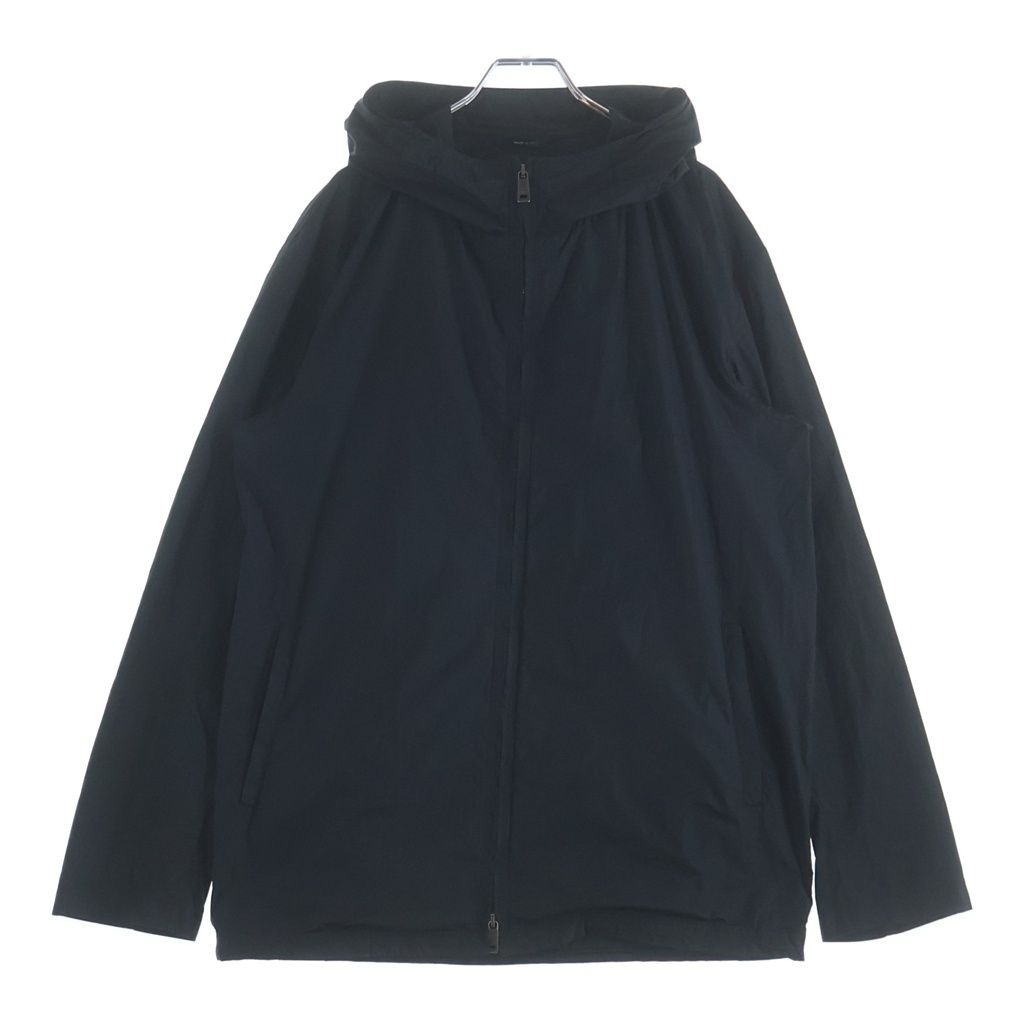 JIL SANDER (ジルサンダー) Nylon Zipup Fooded ナイロン ジップアップ フーディー ブラック JSMK410746