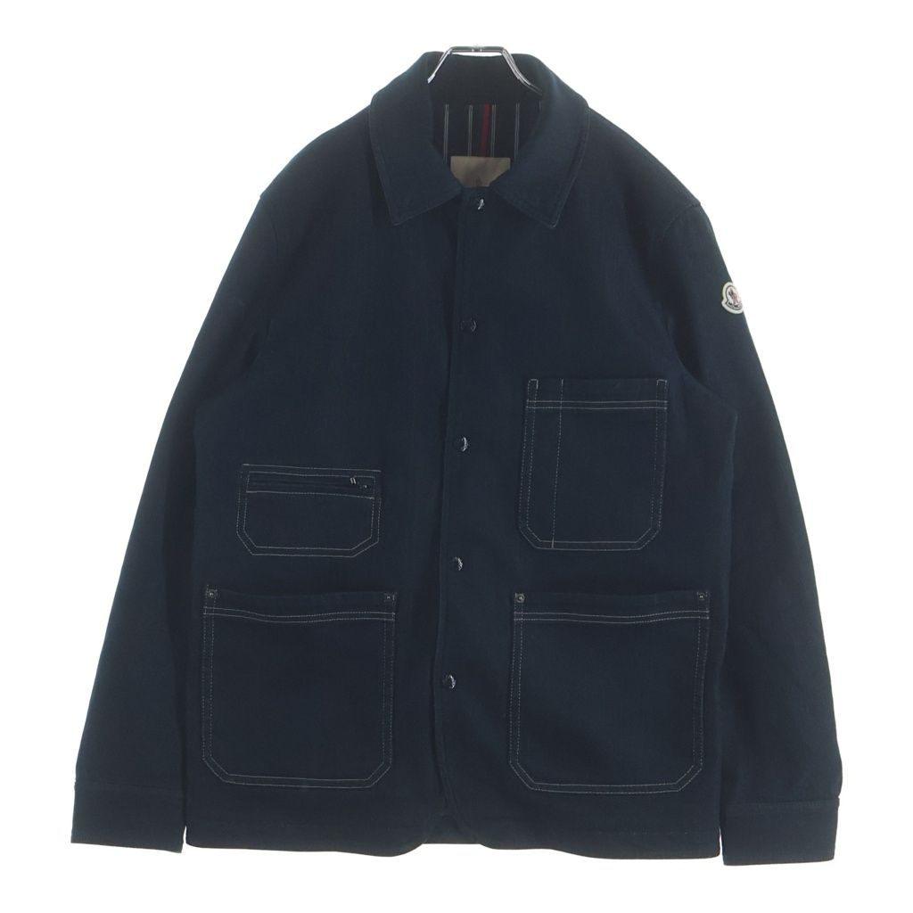 MONCLER モンクレール 26AW HADERU GIUBBOTTO 袖ロゴワッペン デニム カバーオール インディゴ L20911G00005 598X1 MONCLER (モンクレール) 26AW HADERU GIUBBOTTO 袖ロゴワッペン デニム