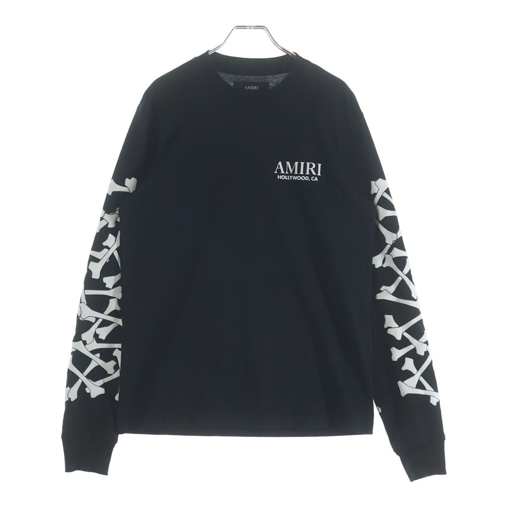 AMIRI (アミリ) BONES STACKED L/S TEE ボーン プリントデザイン 長袖Tシャツ カットソー ブラック SRAMJYTE1076SMRBC09