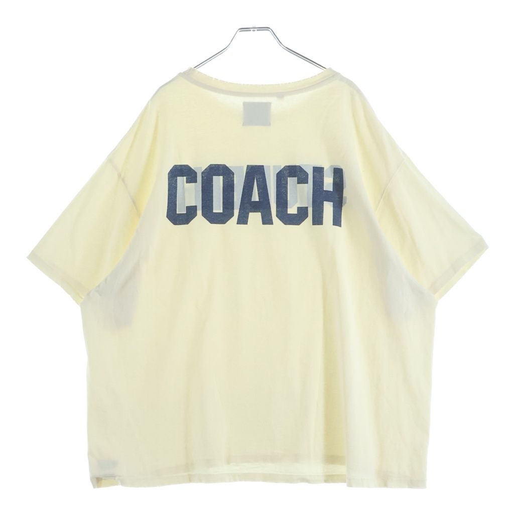 GALLERY DEPT. (ギャラリーデプト) COACH BACK DESTROYED TEE ロゴプリント ダメージ加工 半袖Tシャツ アイボリー