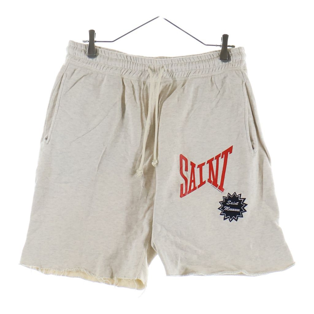 SAINT MICHAEL (セントマイケル) 24SS SAINT SHORTS セイントロゴデザイン ドローストリング ショートスウェットパンツ ベージュ SM-YS8-0000-047