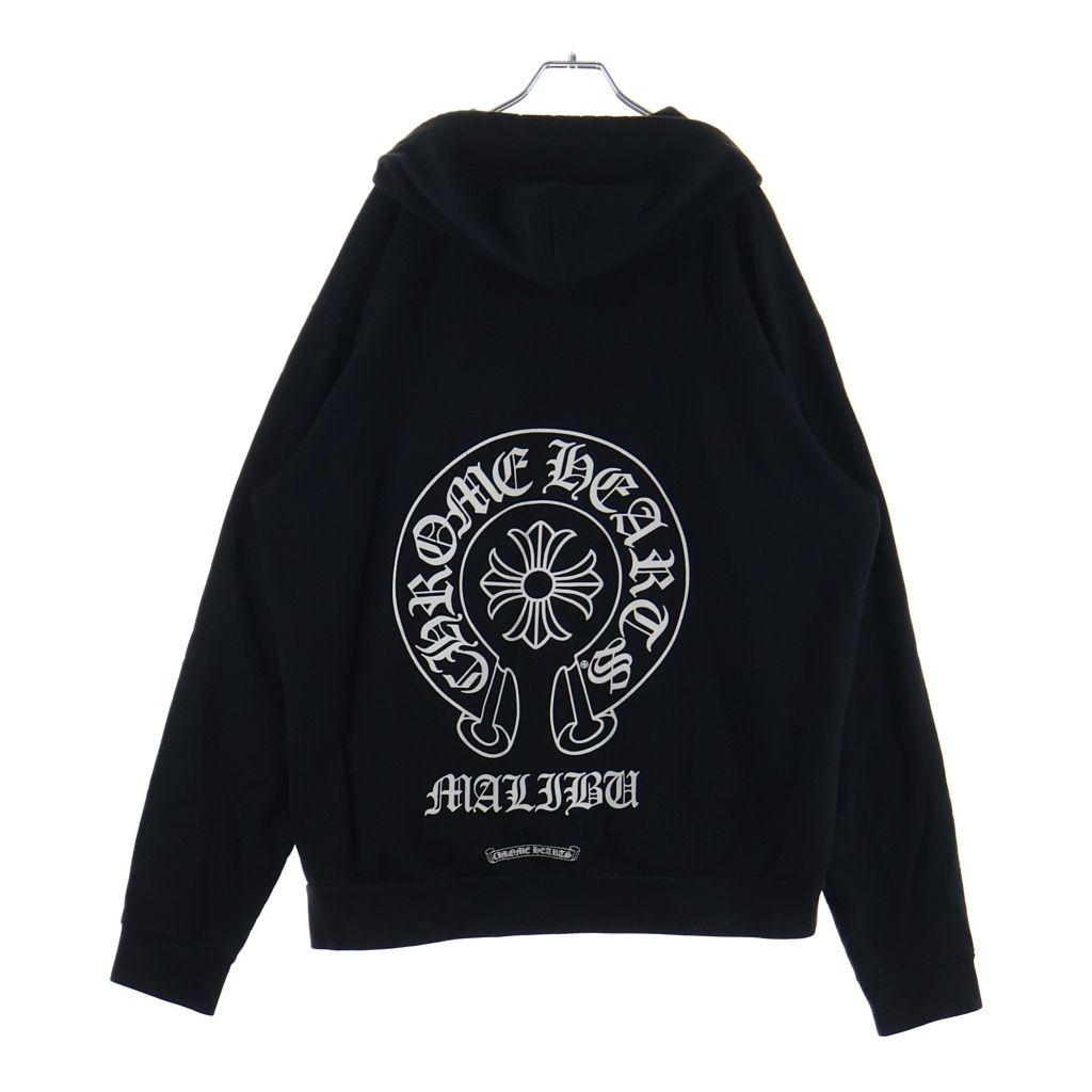 CHROME HEARTS (クロムハーツ) SWTSHRT PLVR マリブ限定 バックホースシュープリント プルオーバーパーカー ブラック