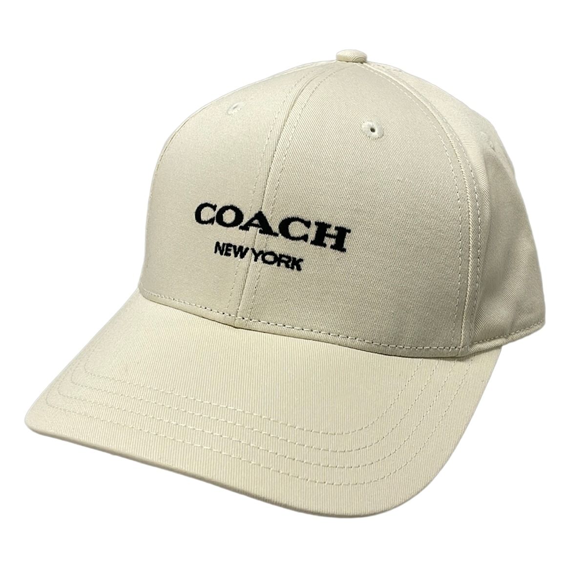 COACH(コーチ) キャップ M/L美品 - アイボリー コットン、レザー