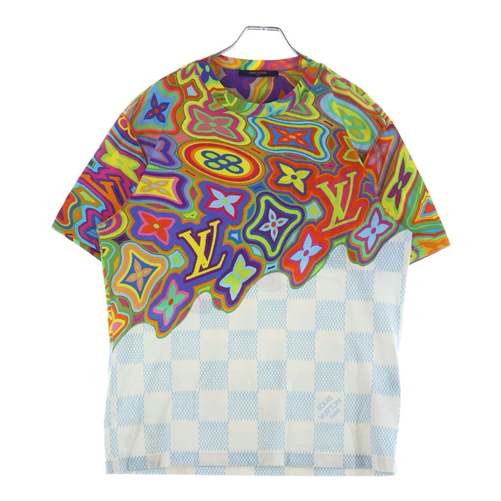 LOUIS VUITTON (ルイヴィトン) 21SS プリンテッドダミエ クルーネック 半袖Tシャツカットソー マルチカラー RM211 NPG HKY74W