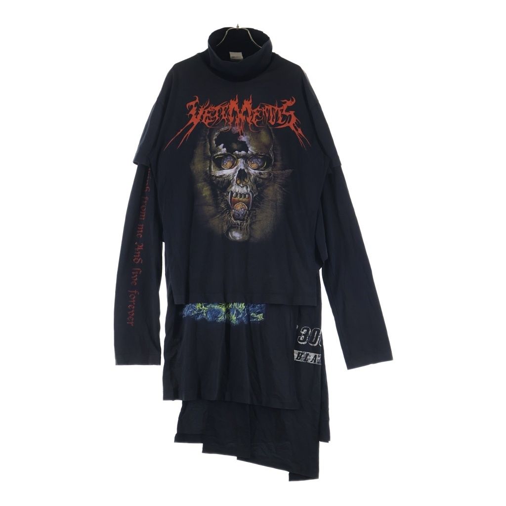 VETEMENTS (ヴェトモン) 16AW Skull Layered T-Shirts Dress スカルレイヤード 長袖Tシャツドレス ブラック WF17DR4 63,525円