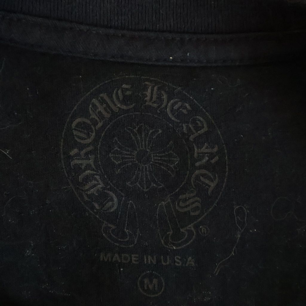 CHROME HEARTS (クロムハーツ) ロゴプリント コットン半袖Tシャツ ブラック #M CHROME HEARTS (クロムハーツ) ロゴプリント コットン半袖Tシャツ ブラック #M