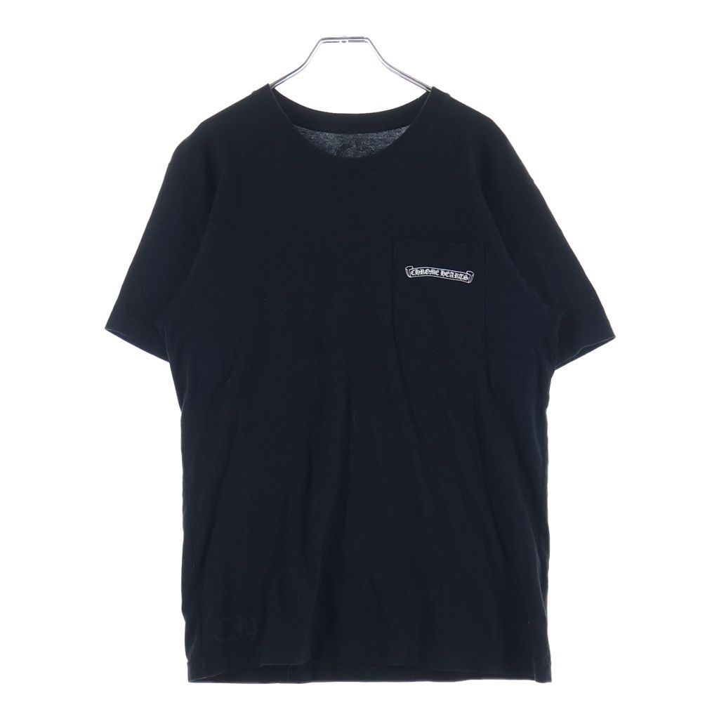 CHROME HEARTS (クロムハーツ) ロゴプリント コットン半袖Tシャツ ブラック #M CHROME HEARTS (クロムハーツ) ロゴプリント コットン半袖Tシャツ ブラック #M