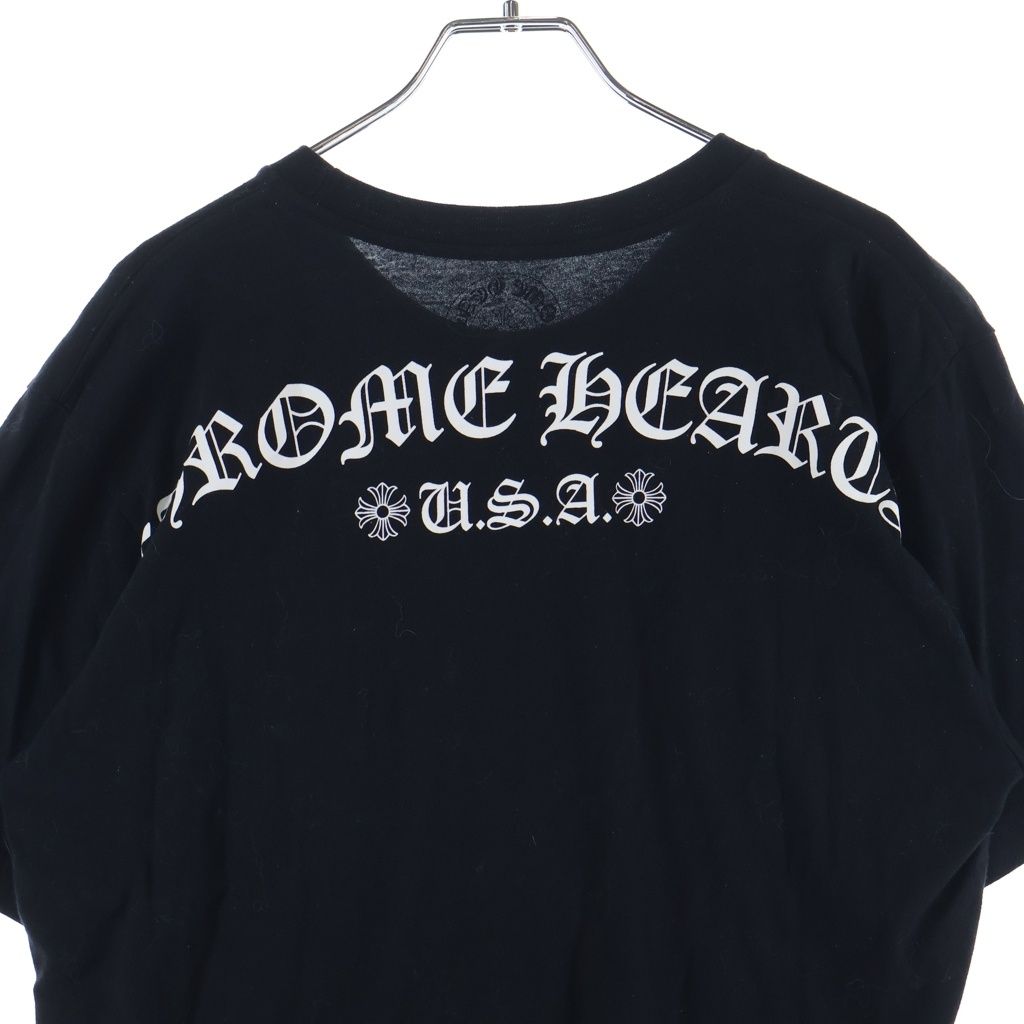 CHROME HEARTS (クロムハーツ) ロゴプリント コットン半袖Tシャツ ブラック #M CHROME HEARTS (クロムハーツ) ロゴプリント コットン半袖Tシャツ ブラック #M