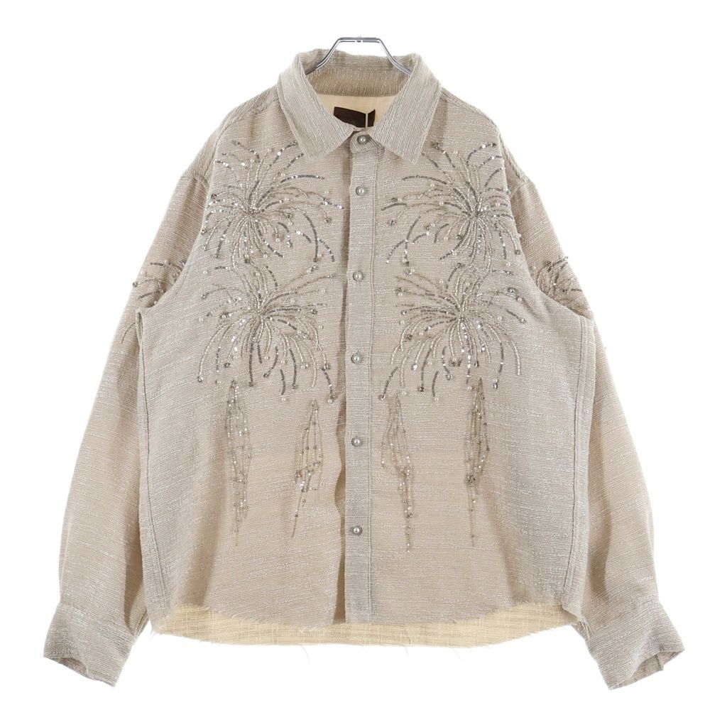 BIRTH OF ROYAL CHILD (バースオブロイヤルチャイルド) 25SS ビジュー装飾 長袖シャツ ベージュ BC25SSLS05