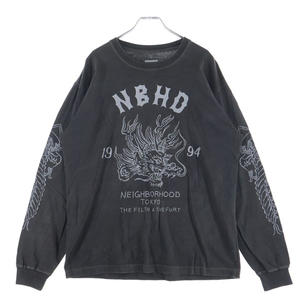 NEIGHBORHOOD (ネイバーフッド) グラフィックプリント クルーネック 長袖Tシャツ カットソー ブラウン 252PCNH-LT14
