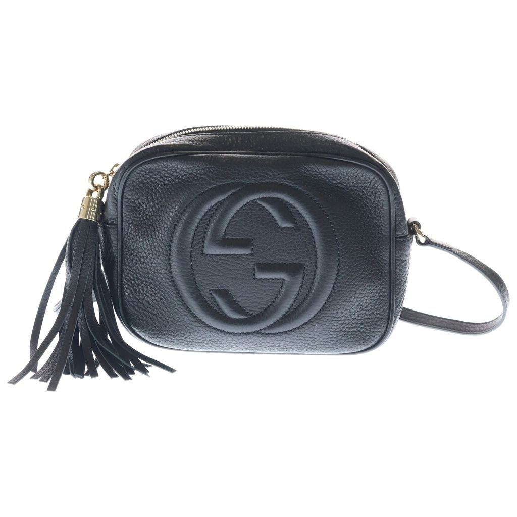 GUCCI (グッチ) ソーホー スモールディスコ レザー ショルダーバッグ ゴールド金具 ブラック 308364 308364