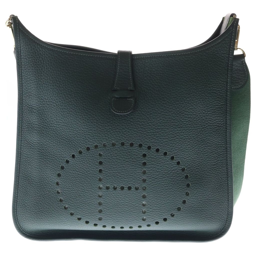 HERMES (エルメス) エヴリン1GM ショルダーバッグ グリーン トリヨン ゴールド金具 □I刻印