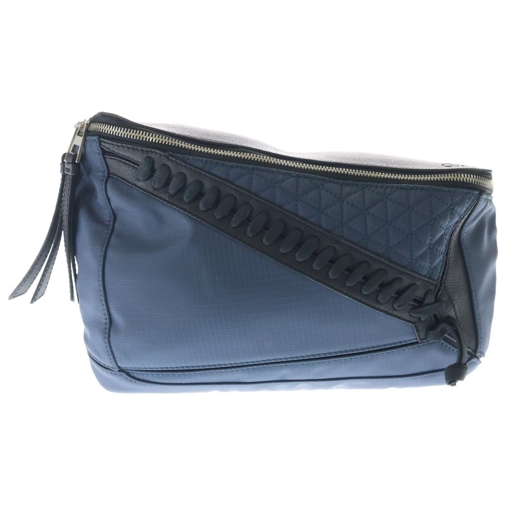 LOEWE (ロエベ) パズル スリングバッグ ボディバッグ ショルダーバッグ ブルー×ブラック レザー×ナイロン 306.50.T57 シルバー金具