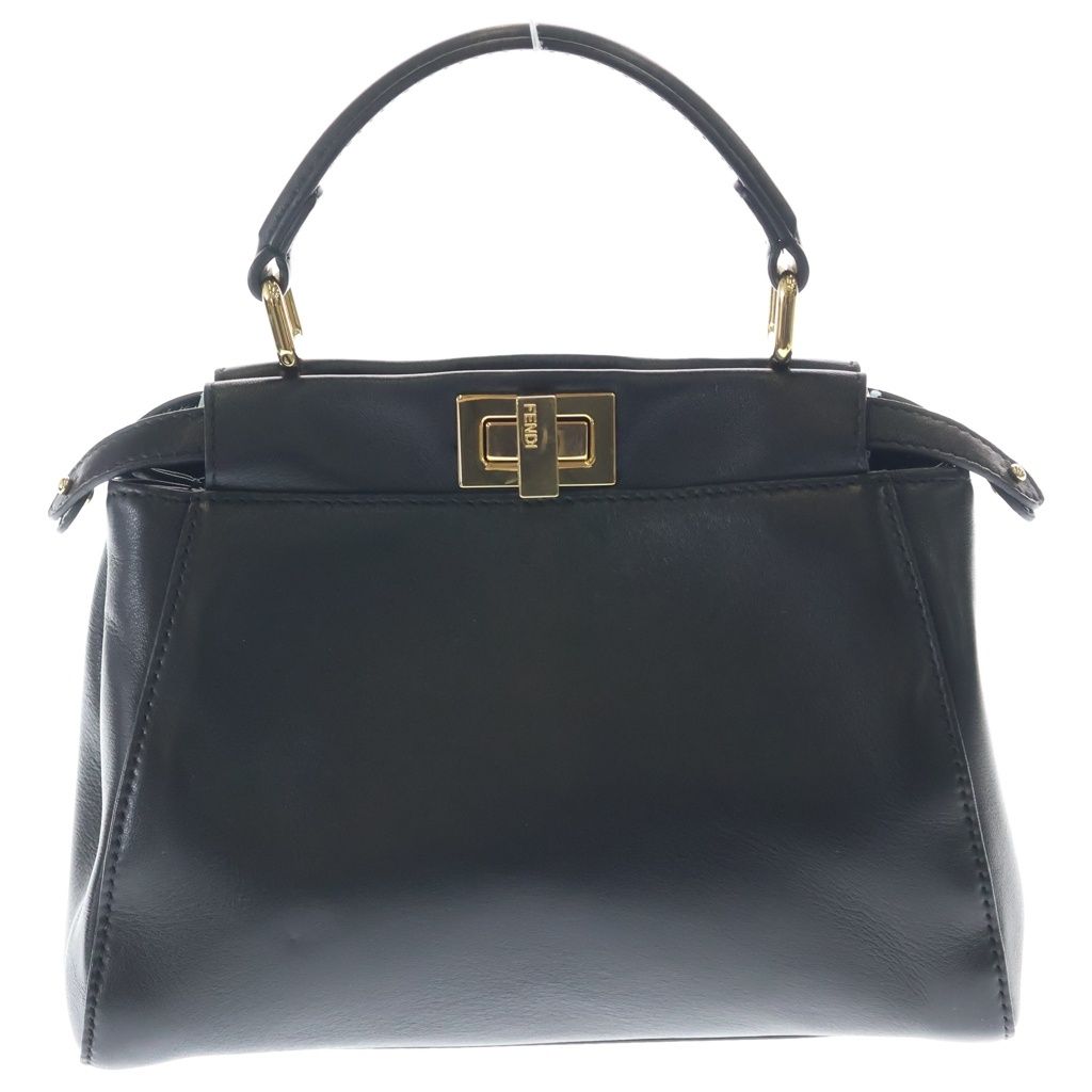 FENDI (フェンディ) ピーカブー レザー ゴールド金具 2WAY ハンドバッグ ショルダーバッグ 8BN244 ブラック