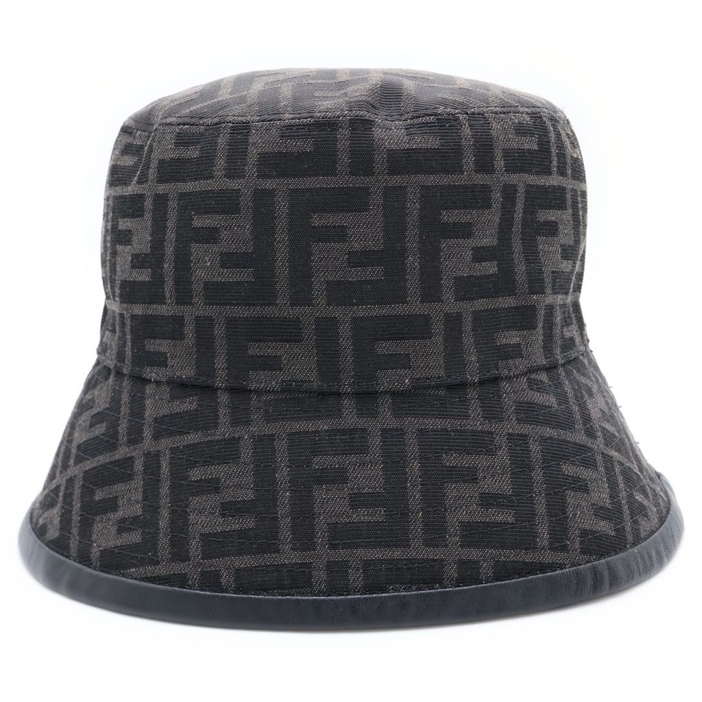 FENDI (フェンディ) ズッカ柄 FFロゴ バケットハット 帽子 ブラウン