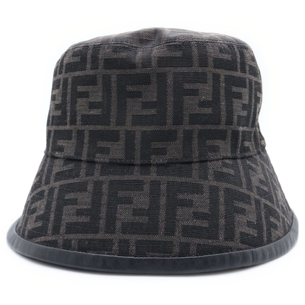 FENDI (フェンディ) ズッカ柄 FFロゴ バケットハット 帽子 ブラウン