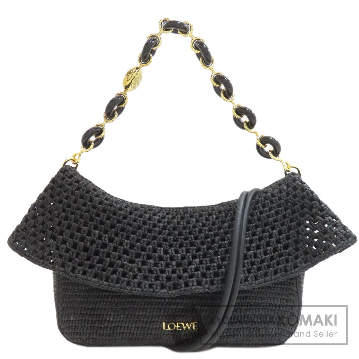 LOEWE ロエベ オラ 2WAY ハンドバッグ ラフィア レザー レディース [中古]