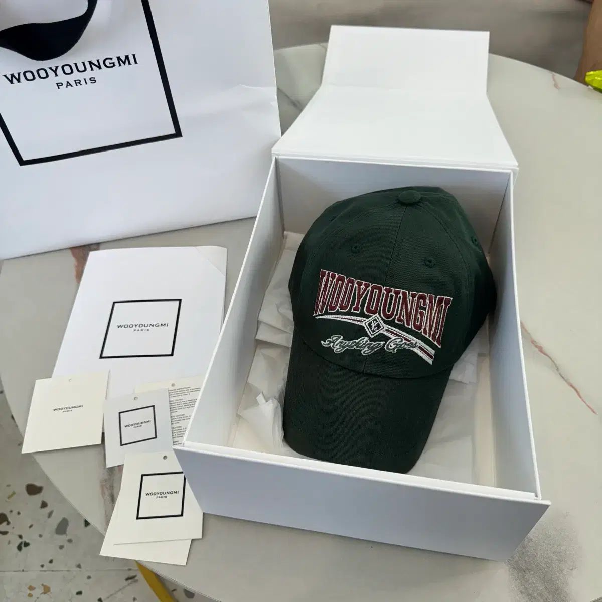 正規品/フルセット 25年式 WOOYOUNGMI ウーヨンミ グリーン ロゴ グラフィック ベースボールキャップ