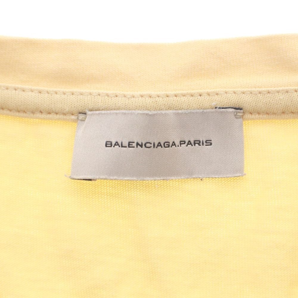 美品　バレンシアガ　イエロー　ロゴ半袖シャツ　サイズL 37 　正規品 □ BALENCIAGA バレンシアガ Tシャツ トップス 半袖 丸首 ロゴ 無地