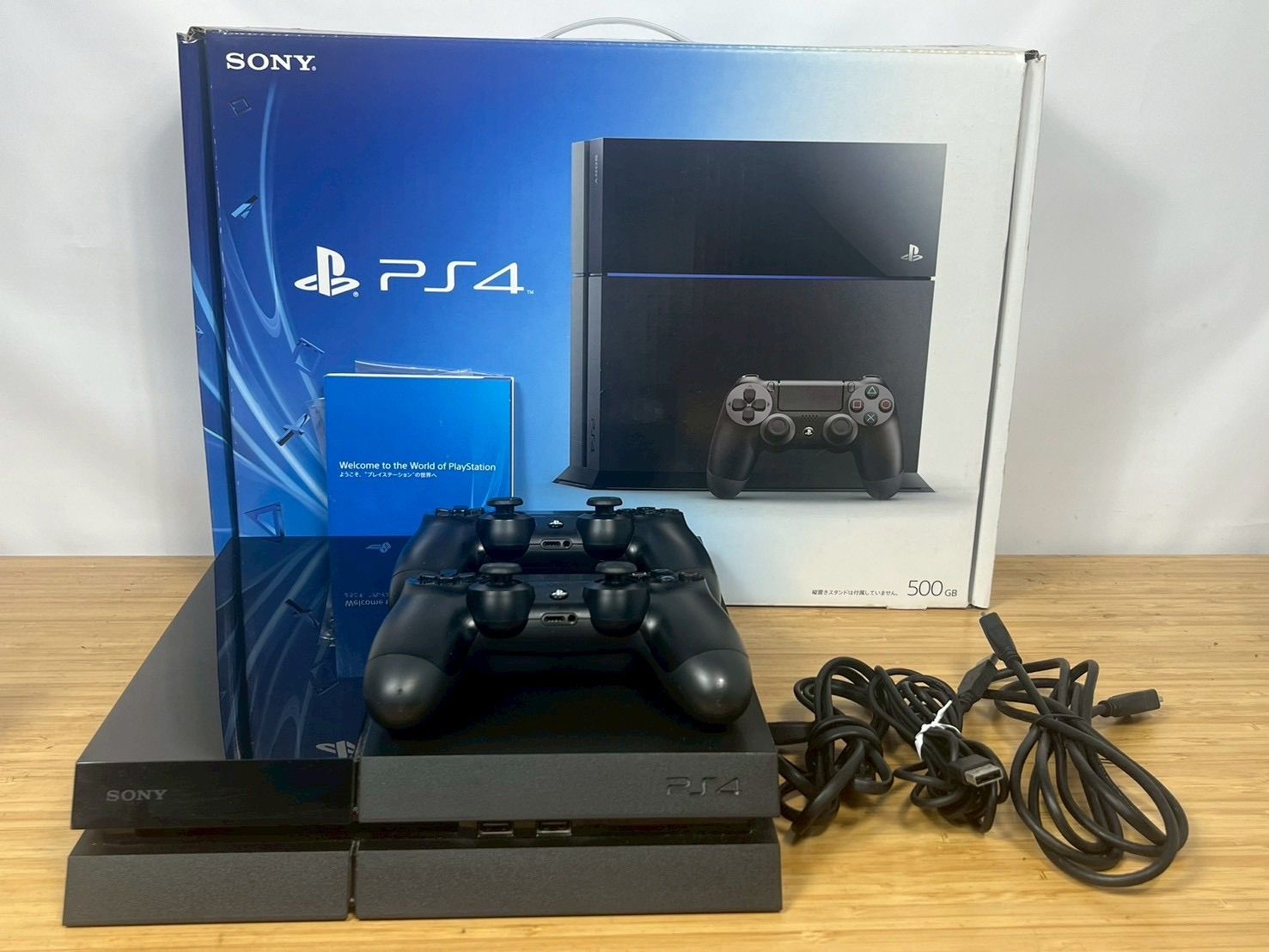 【埼玉発】PS4 本体 500GB CUH-1100A Jet Black 箱付き コントローラー2個付 動作未確認