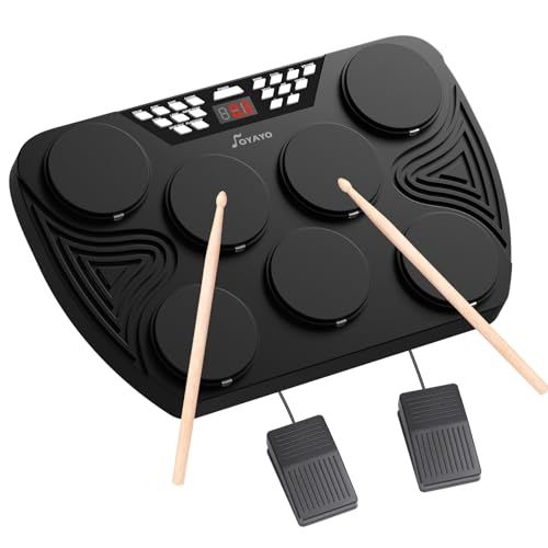 電子ドラムパッド 7パッド 持ち運び可能 充電式ドラムキット ベロシティ感知ドラムパッド USB-MIDI対応 Mac・PC対応 初心者 日本語説明書付き (TD01)mt d5685378