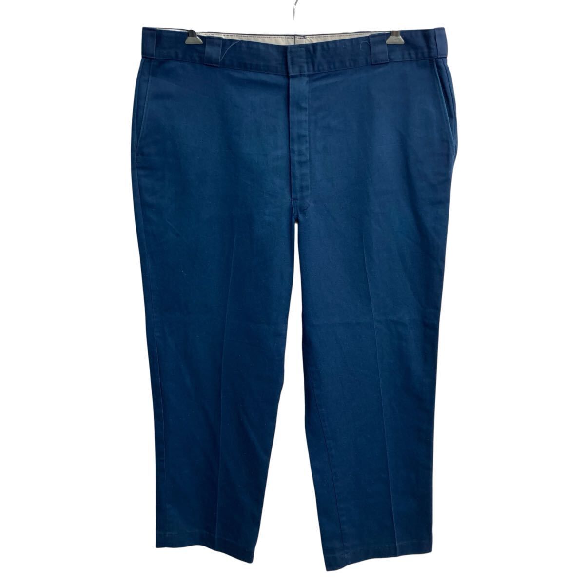 80～90s USA製 Dickies ワークパンツ W44 ネイビー ディッキーズ ジップアップ チビタグ ～90年代 ビッグサイズ ワーク ボトムス 2606-902
