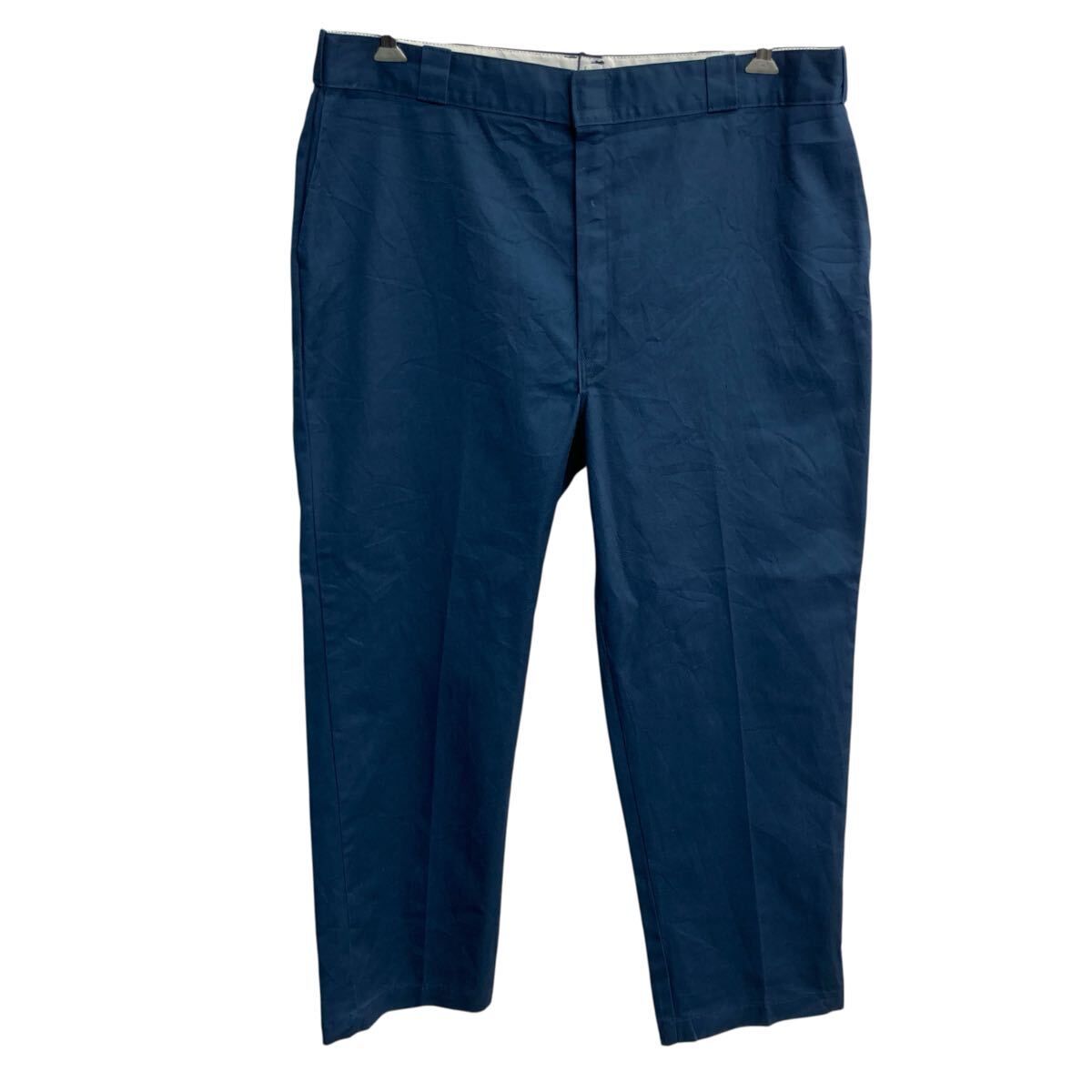 80～90s USA製 Dickies ワークパンツ W44 ネイビー ディッキーズ ジップアップ チビタグ ～90年代 ビッグサイズ ワーク ボトムス 2606-903