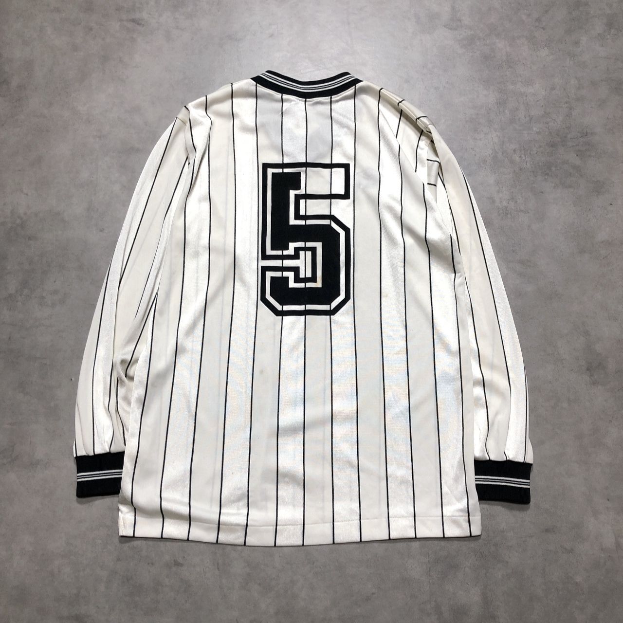 GQ6013◇UMBRO : 80's-90's 長袖ストライプ ゲームシャツ◇白/黒系