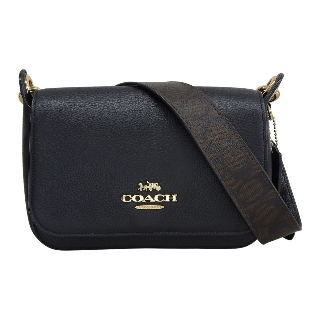 【本物保証】 超美品 コーチ COACH ショルダーバッグ F77979 レザー ブラック シンプル ロゴ 斜め掛け