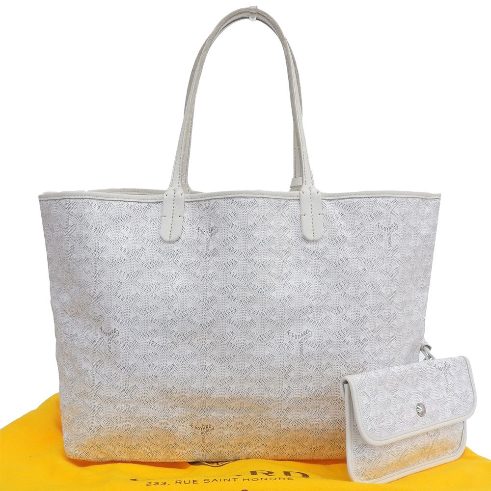 美品　GOYARD ゴヤール 総柄 サンルイ PM トートバッグ ホワイト　白 本物保証】 布袋付 ゴヤール GOYARD サンルイPM トートバッグ PVC