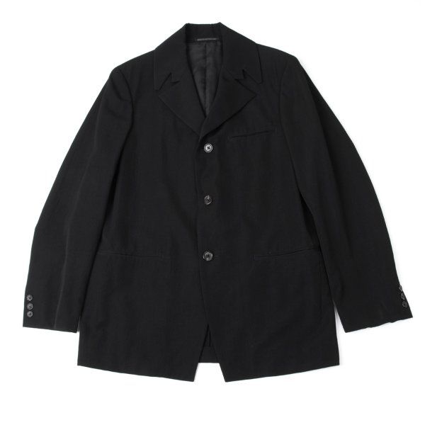 ヨウジヤマモト プールオムYohji Yamamoto POUR HOMME デザインラペルウールジャケット 黒M
