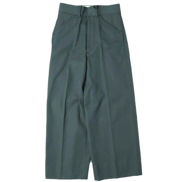 新品 beautiful people ビューティフルピープル 日本製 コットンウールギャバジンワイドワークパンツ 1235105008 34 Green 定価47,300円 ボトムス g27174