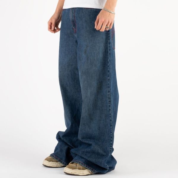 ERL 25ss イーアールエル* インディアナ デニム ジーンズ ERL イーアールエル 25SS イタリア製 BAGGY INDIANA DISTRESSED JEANS