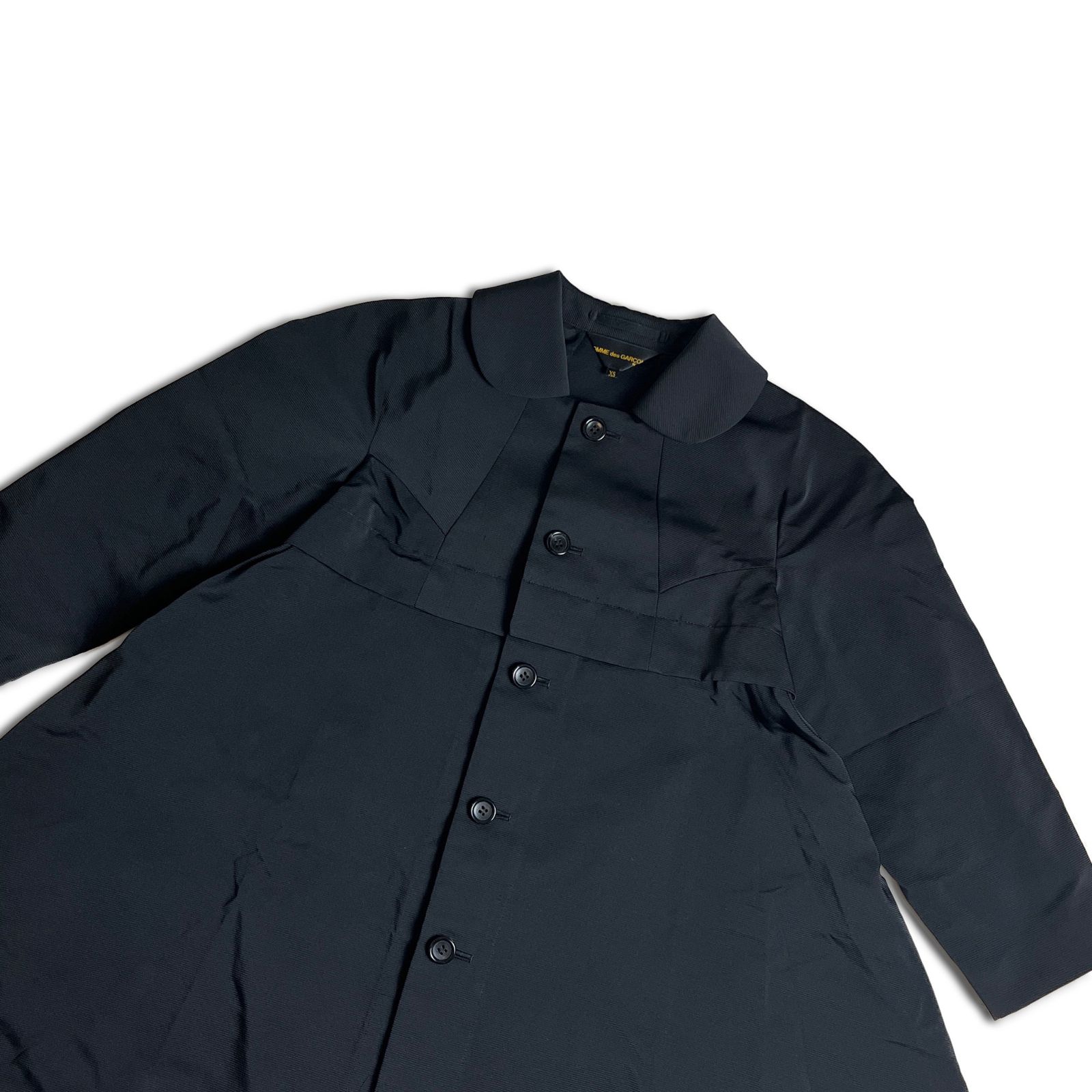 美品 16ss】COMME des GARCONS 丸襟 フレア コート ブラック